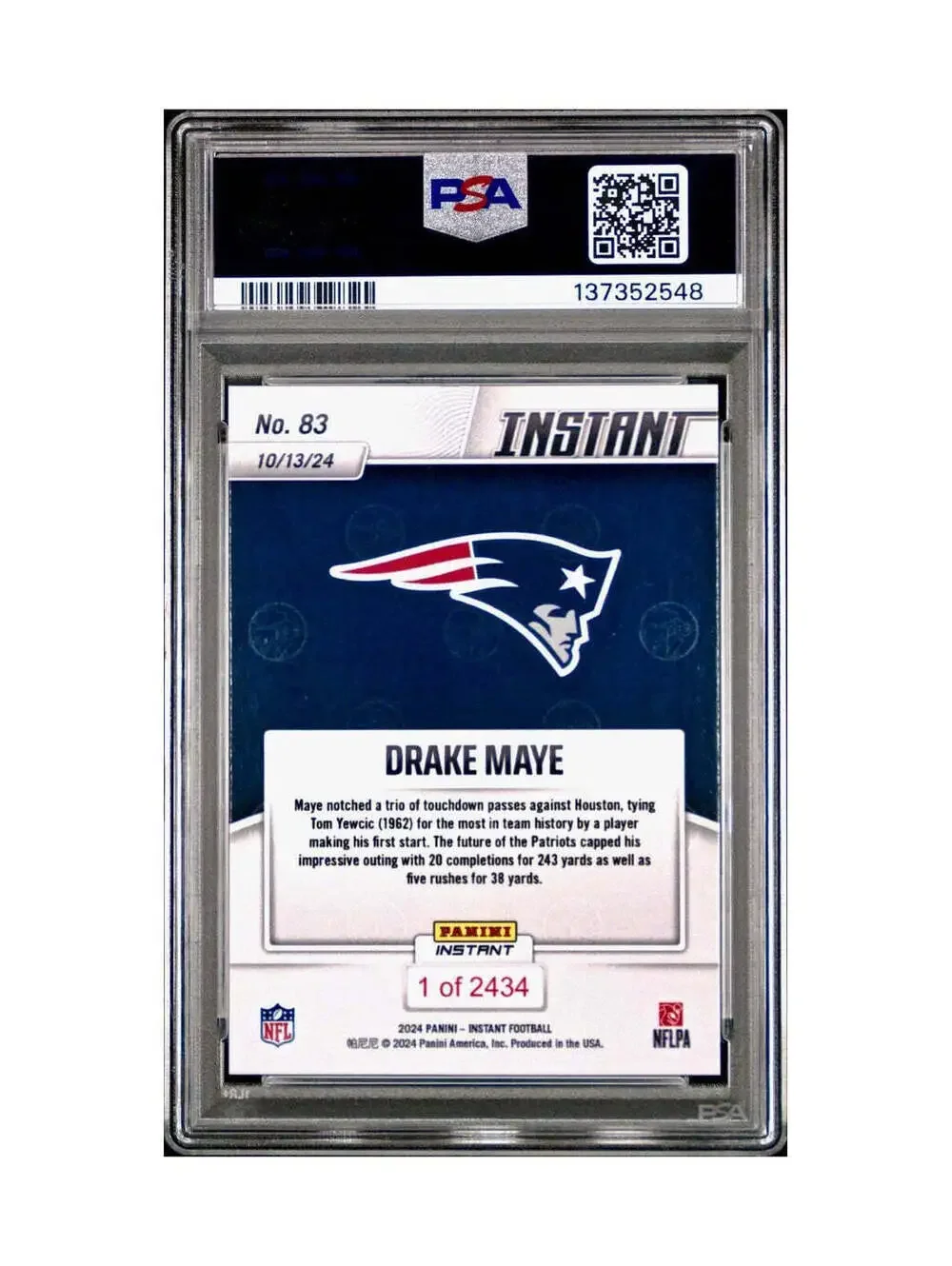 Drake Maye Rookie 2024 Panini Instant NFL #83 PSA 10 Gem Mint